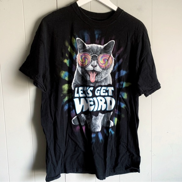 ODM Crazy Hippie Cat Tie Dye Graphic TShirt XL - Picture 1 of 4